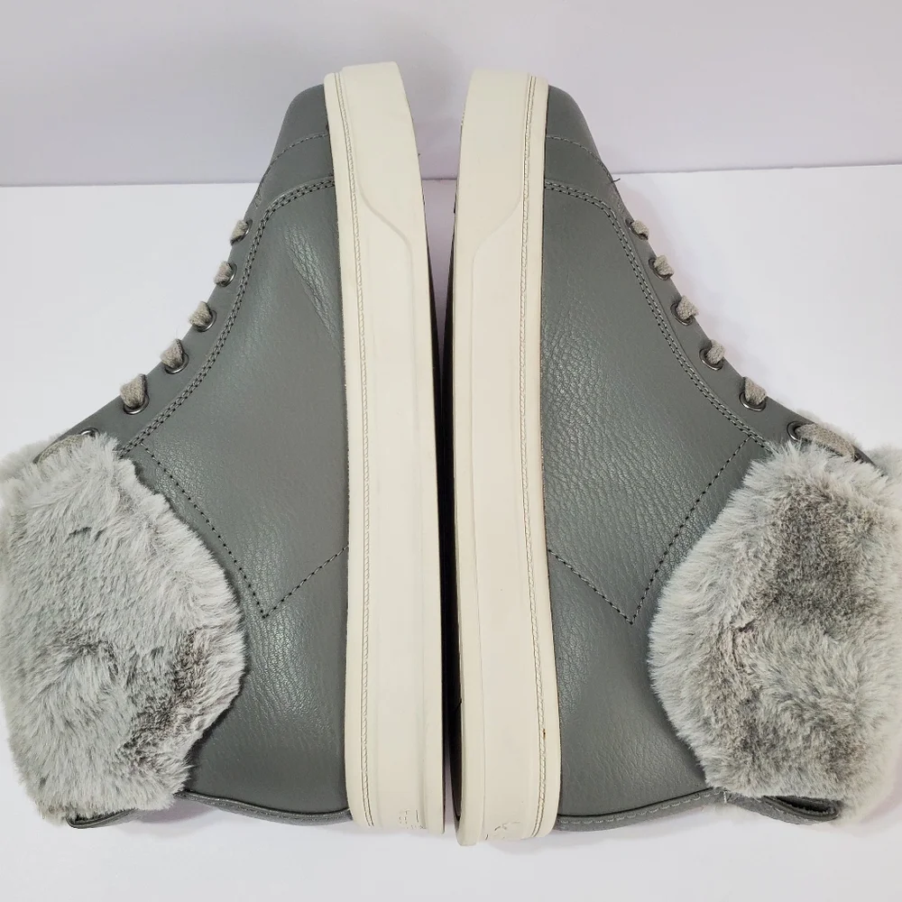 Koolaburra By UGG Women's Gray Sundell Fuzz Faux Fur High-Top Sneakers Size 9
